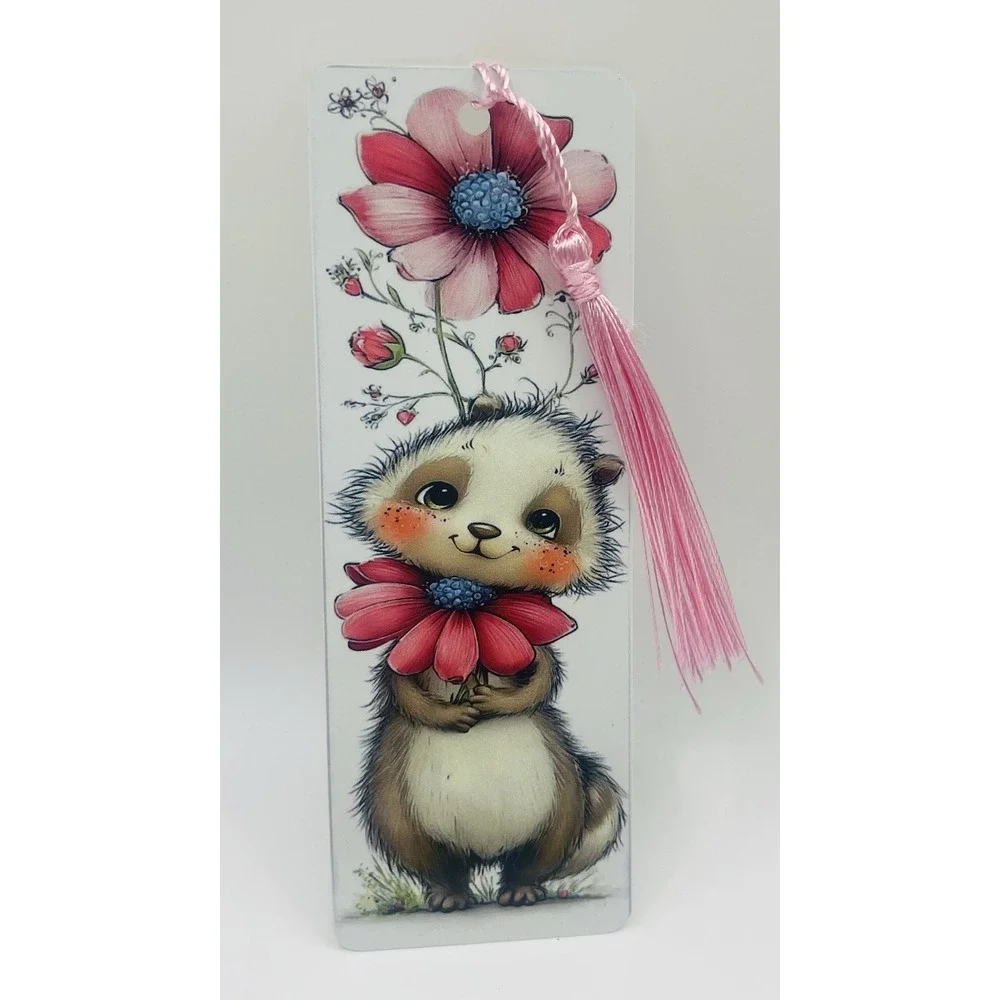 Cute Baby Chipmunk Aluminum Bookmark With Tassel. 6X2